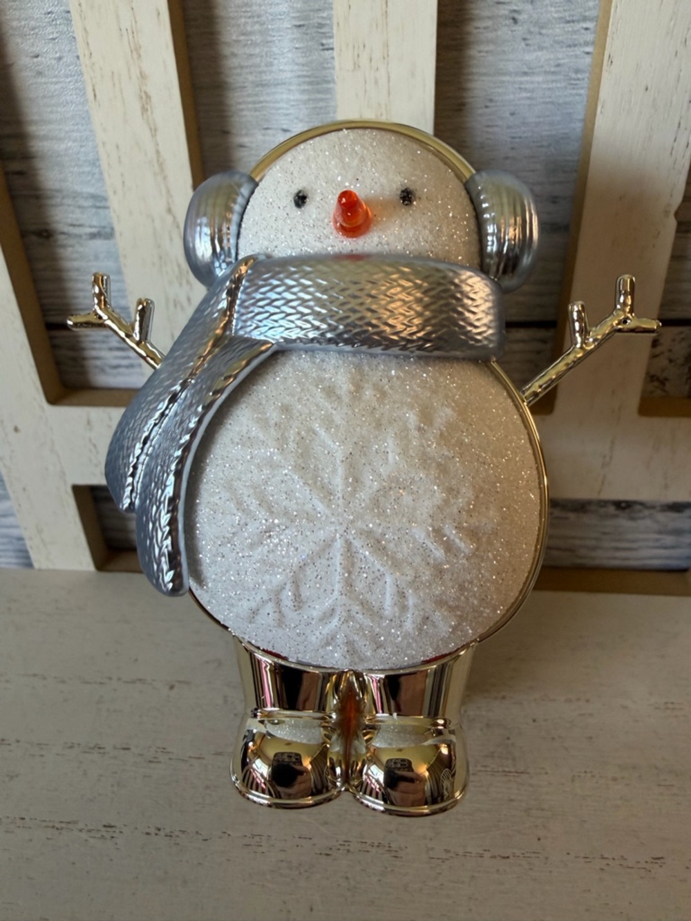 Bath & Body Works Snowman Blue Scarf Wallflower Plug In Nightlight Light Up New